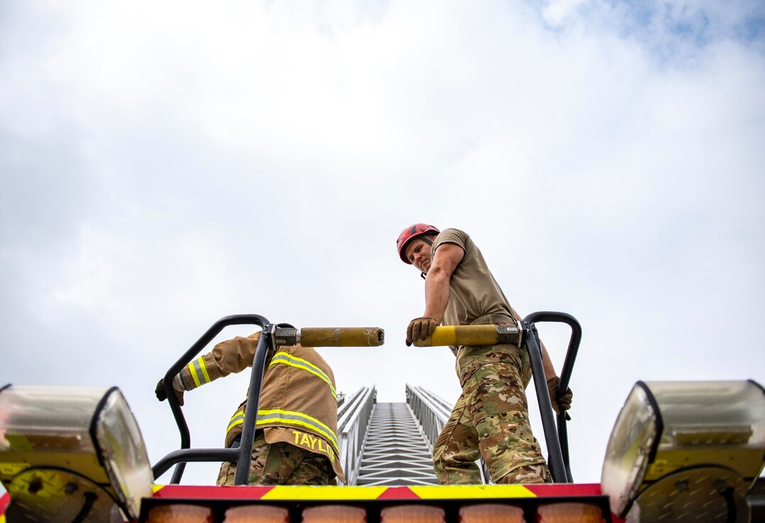 8 CES Firefighters train