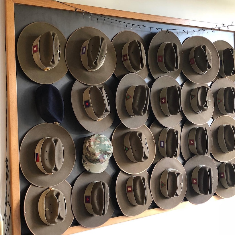 Gallipolii Baracks, Officer's mess Quarterly gathering.  Australian officers hang up thier head gear before entering the building.