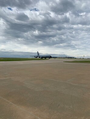 A Turkish KC-135R Stratotanker taxis on the runway at Field Aerospace, Oklahoma City, Okla. The aircraft recently received the Block 45 modification which completely remodeled the inside of the aircraft’s flight deck, with new liquid crystal displays, radio altimeter, computer module updates, autopilot, and a digital flight director, replacing approximately 63 parts to include analog instruments which are considered high-maintenance or obsolete altogether.