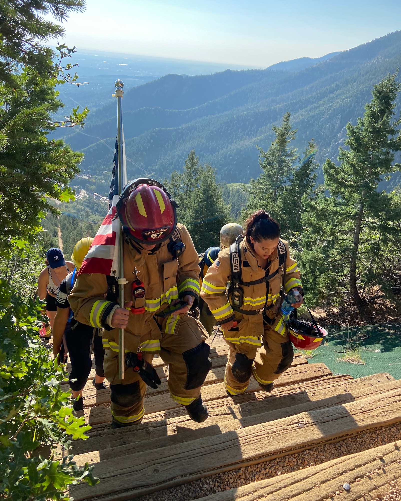 On the 20th Anniversary of 9/11, firefighters climbed up the Manitou Incline.