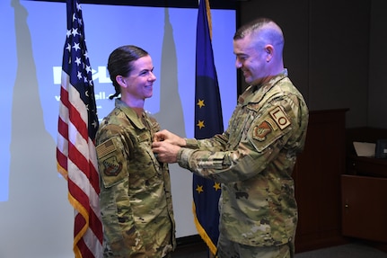 The 168th Wing gained a new Chaplain, 2nd Lt. Jennifer Pottinger, after serving as an Aerial Porter and Religious Affairs Airman since 2008. (U.S. Air National Guard photo by Senior Master Sgt. Julie Avey)