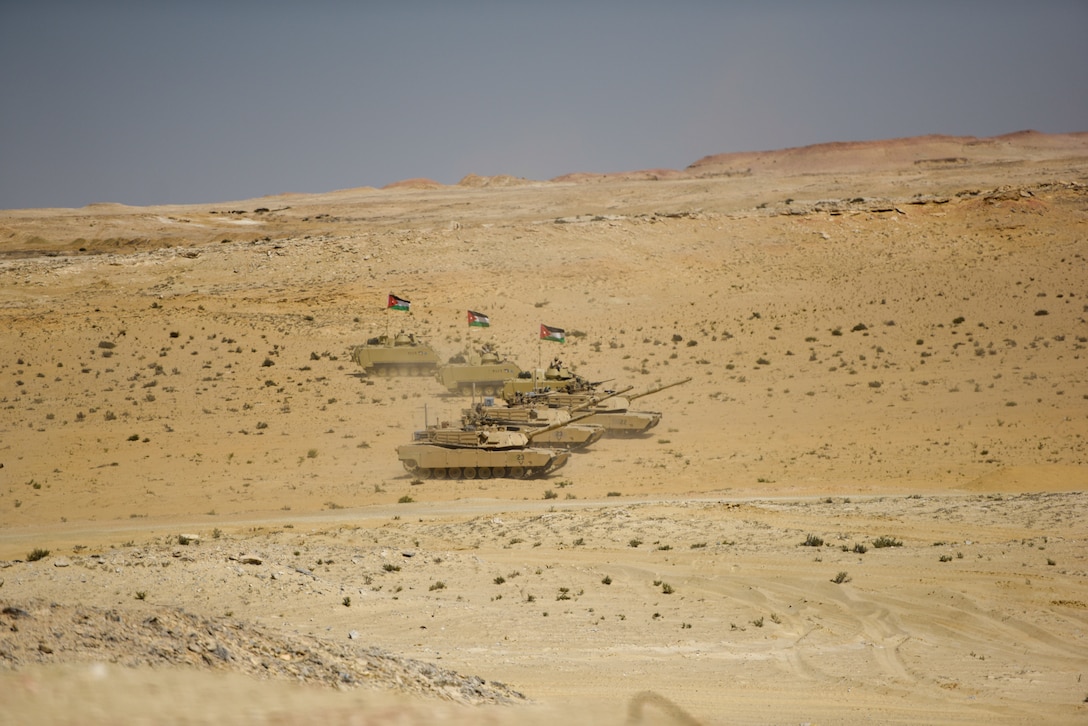 U.S. Minnesota Army National Guard and Jordanian Military Forces conduct a combined live fire during Bright Star 21 (BS21) at Mohamed Naguib Military Base (MNMB), Egypt, Sept. 6, 2021.The United States, Egypt, and other nations are contributing to this exercise with the common goal of strengthening partnerships for the future. (U.S. Army photo by Cpl. Bridget Haugh)