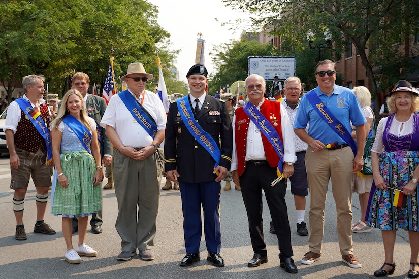 Chicago’s 55th Annual Steuben Parade honors Maj. Scott D. Hager, company commander for the Headquarters and Headquarters Company, 85th USARSC, as the honorary parade Grand Marshall during Saturday's parade, September 11, 2021.