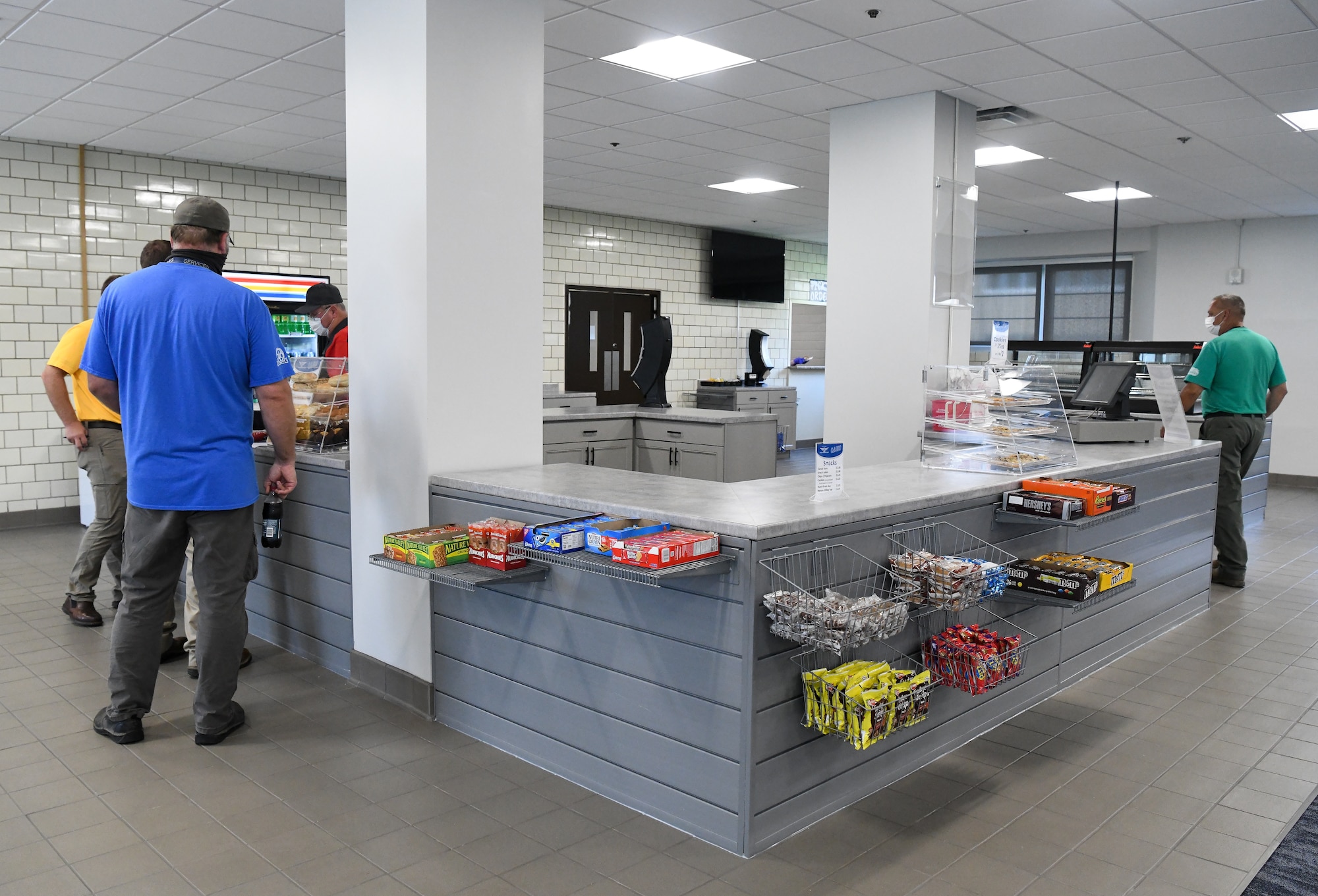 During a months-long closure of Café 100, the dining facility was renovated and the layout changed to allow more grab-and-go items to reduce wait times for customers. Café 100 reopened Sept. 9, 2021. (U.S. Air Force photo by Jill Pickett)
