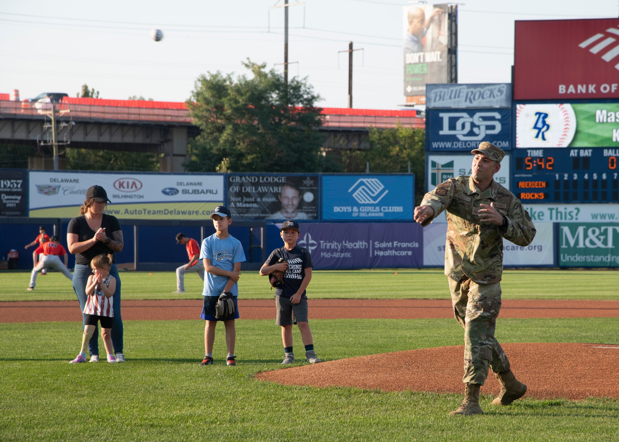 Reservist throws out first pitch