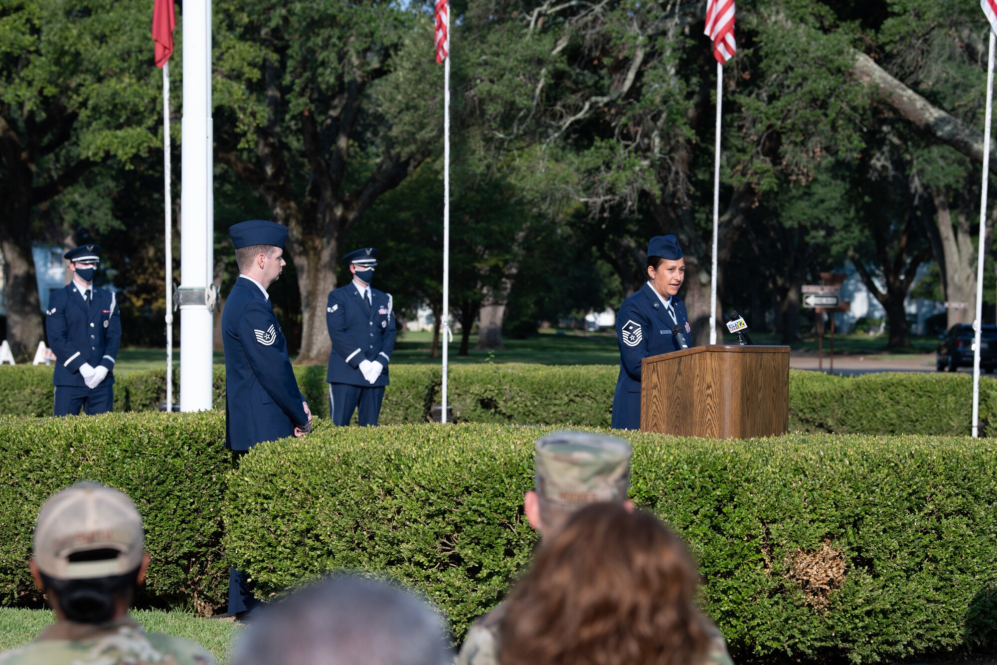 The ceremony represented the 20th anniversary of the 2001 terrorist attacks.