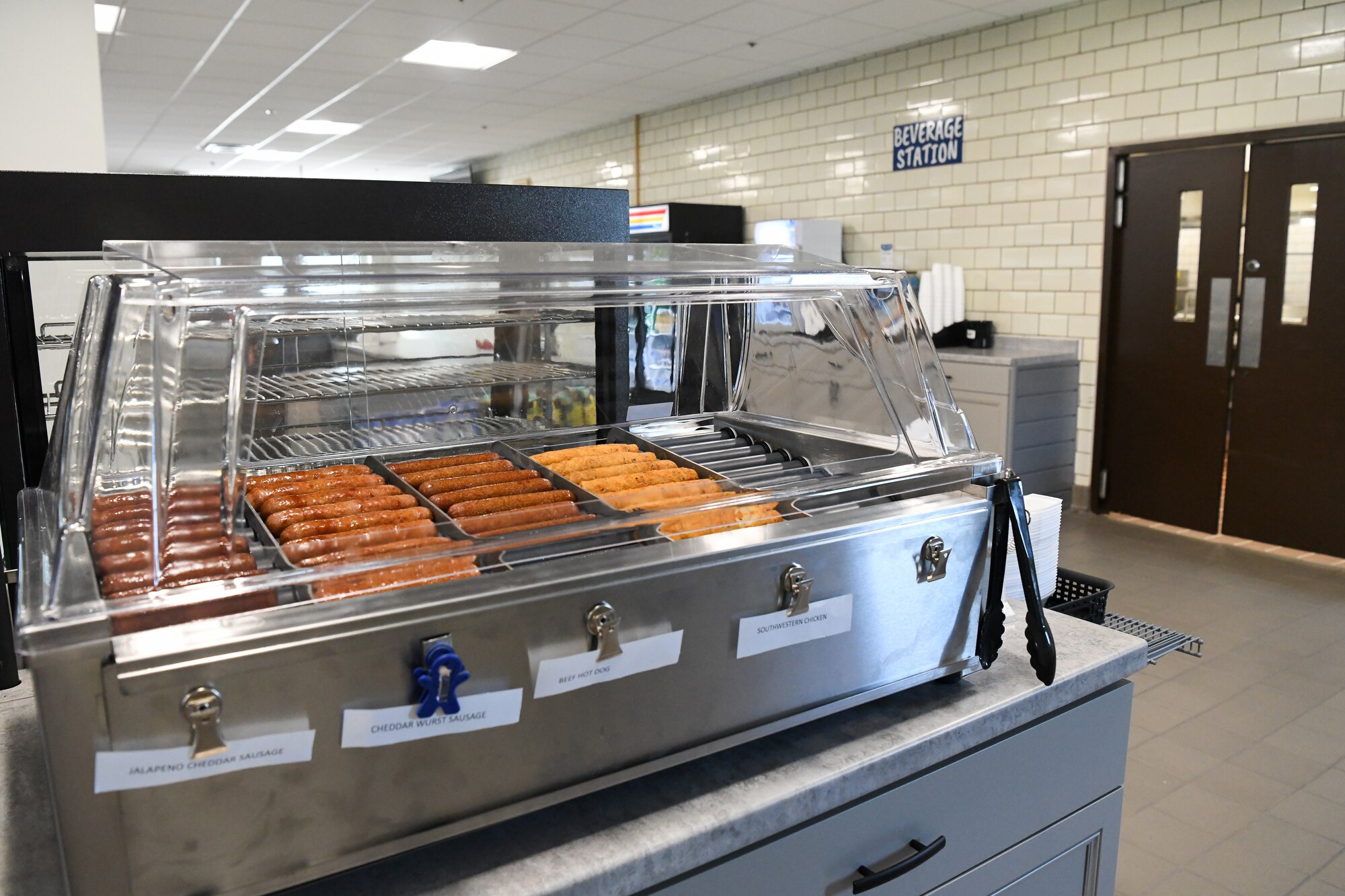 As part of the renovation of Café 100 in Building 100 at Arnold Air Force Base, Tenn., grab-and-go items were added, such as hot dogs. The dining facility reopened with a select portion of the menu Sept. 9, 2021. (U.S. Air Force photo by Jill Pickett)