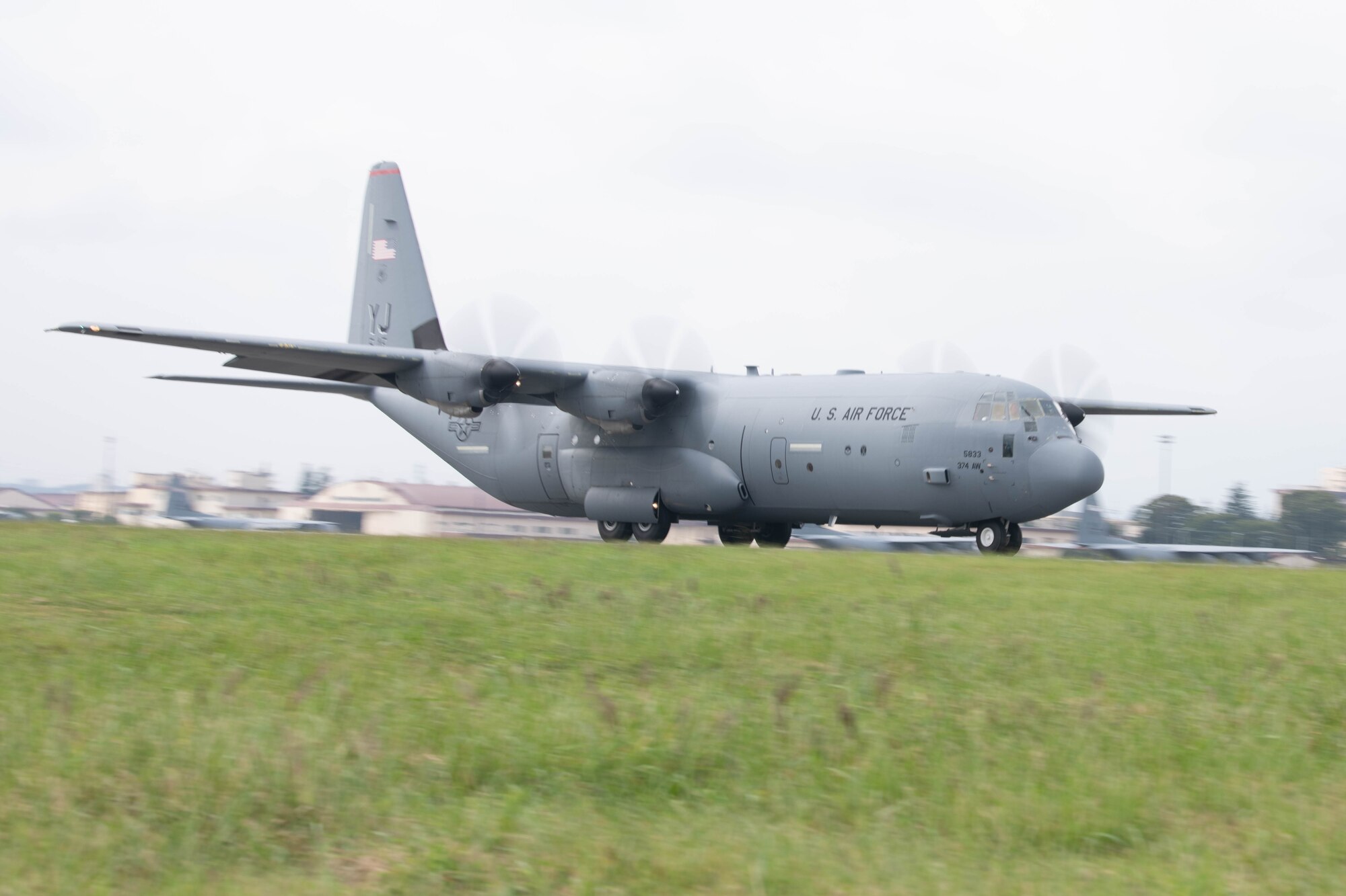 C-130J Super Hercules landing on Yokota's flightline