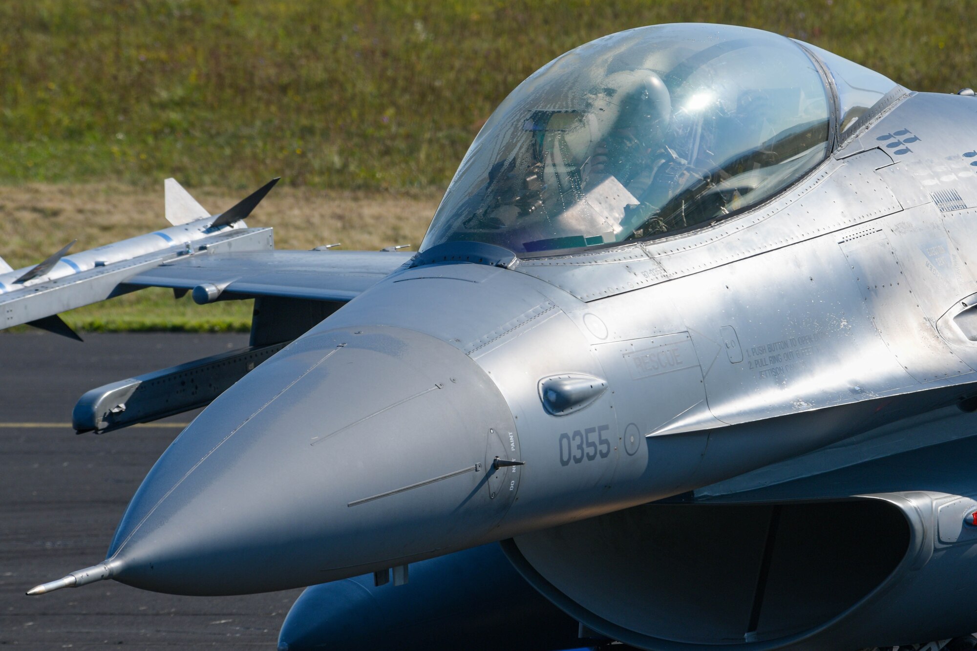 210908-F-ZR251-1150
A U.S. Air Force F-16 Fighting Falcon assigned to the 510th Fighter Squadron prepares to participate in exercise Agile Wyvern at Cerklje ob Krki Air Base, Slovenia, Sept. 8, 2021. During Agile Wyvern, U.S. and Slovenian Armed Forces conducted Agile Combat Employment training. ACE ensures U.S. Air Forces in Europe-Air Forces Africa, along with allies and partners, are ready for potential short or no-notice contingencies by allowing forces to operate from locations with varying levels of capacity and support. (U.S. Air Force photo by Senior Airman Brooke Moeder)