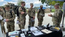 Capt. Richard Colvin, executive officer to the U.S. Army Space and Missile Defense Command’s deputy commanding general for operations, talks to cadets during the U.S. Military Academy at West Point’s Branch Week, Sept. 9. Branch Week, Sept. 7-11, offers cadets the chance to explore career options by learning about the Army’s branches and functional areas. (U.S. Army photo by Lira Frye)