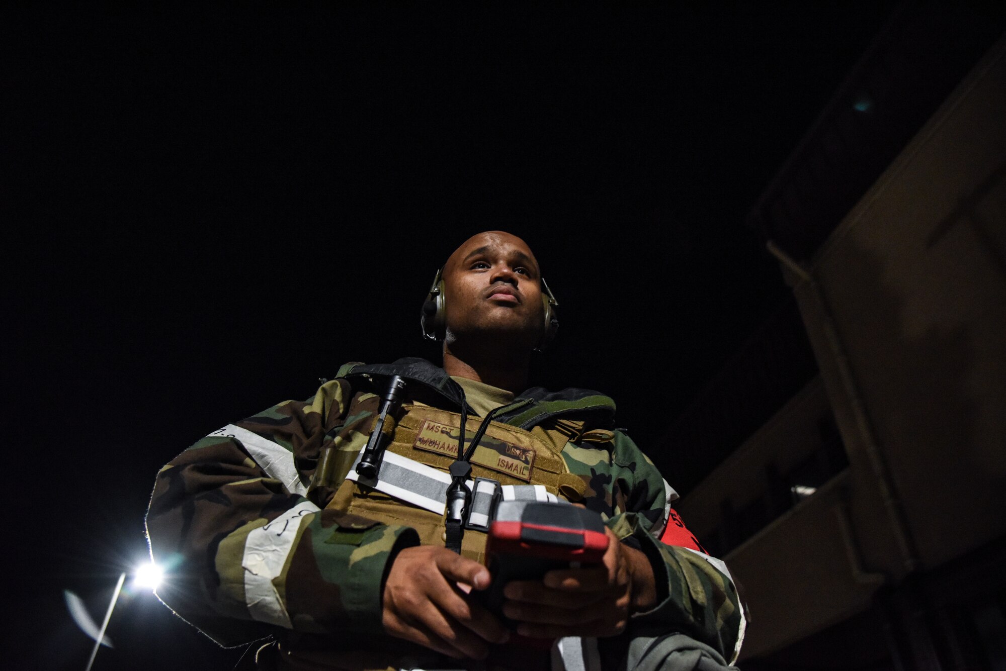 Master Sgt. Ismail Muhammad, 51st Fighter Wing Inspector General, prepares to evaluate Airmen during a training event