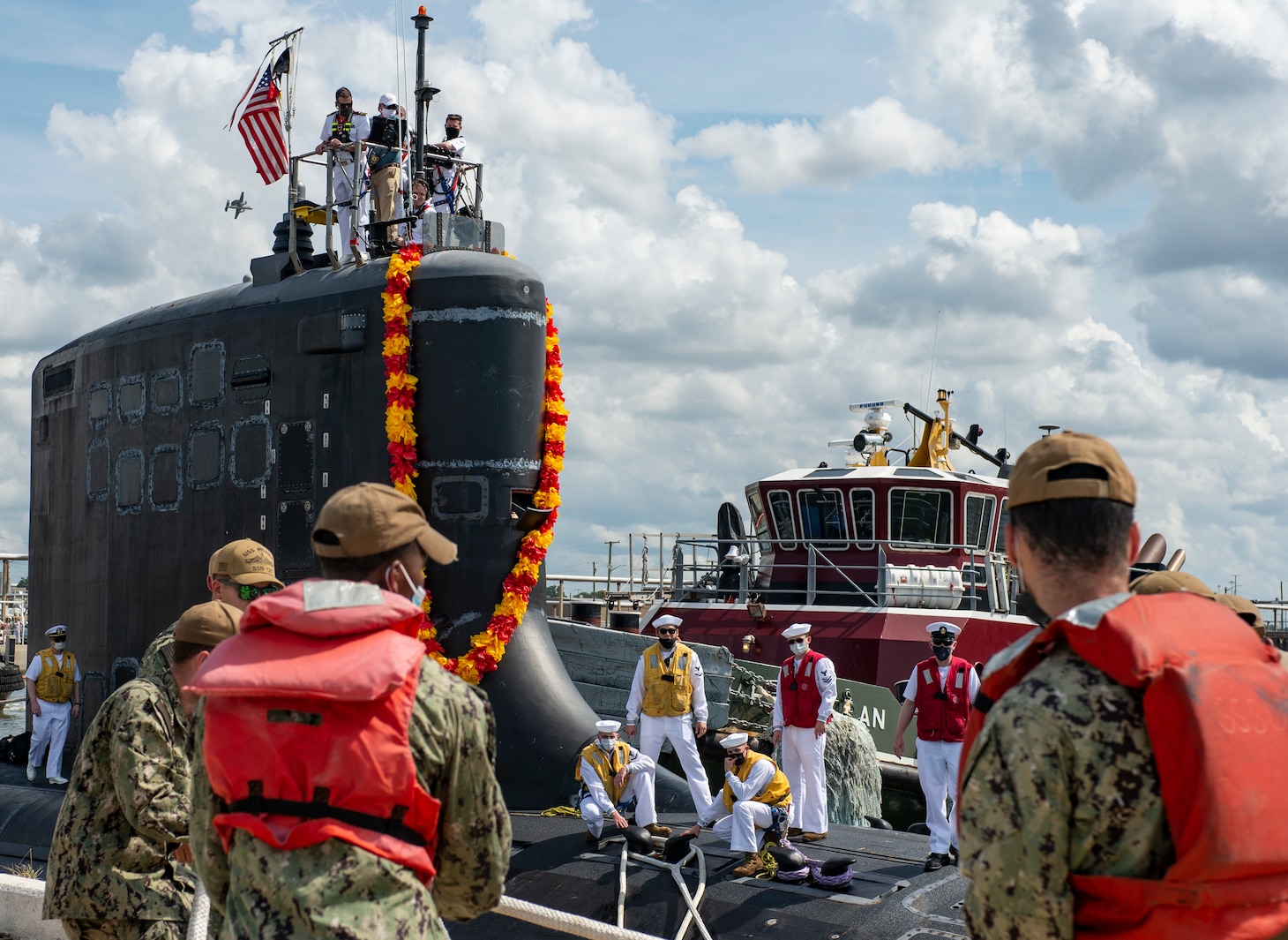 The Virginia-class fast-attack submarine USS New Mexico (SSN 779) returns to its homeport at Naval Station Norfolk, Sept. 15, 2021.