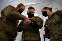 U.S. Airmen assigned to the 354th and 673rd Medical Group participate in a Capabilities-Based Assessment (CBA) at the Yukon Training Area, Sept. 14, 2021.