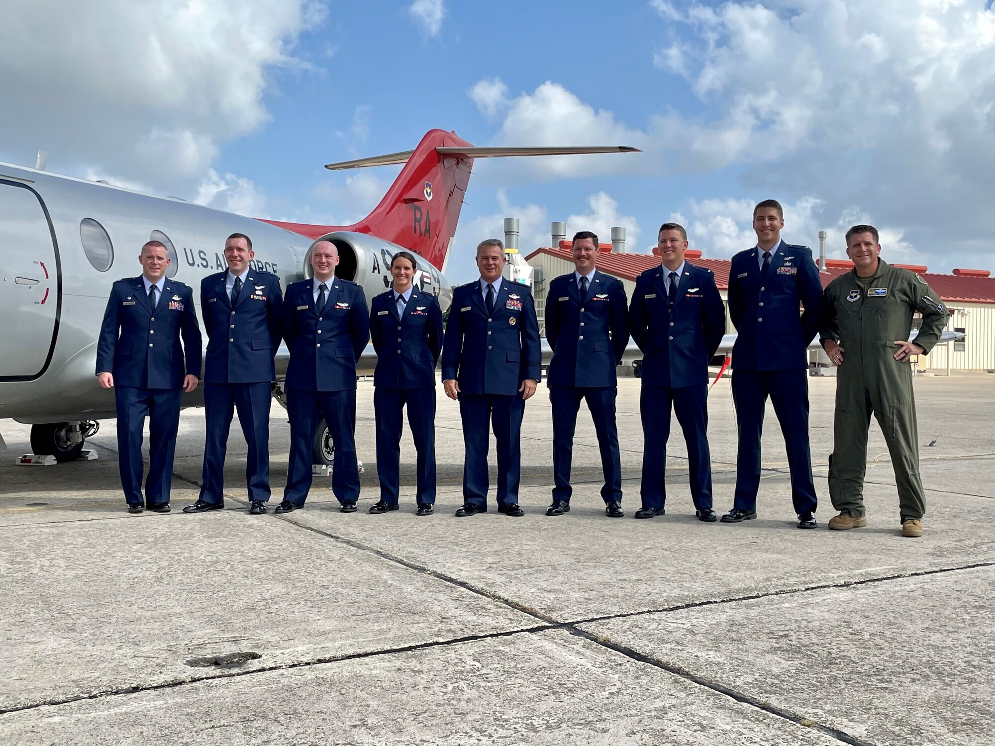 Brig. Gen. Craig McPike joins pilot training graduates from the 99th Flying Training Squadron at JBSA-Randolph, Sept. 2, 2021.