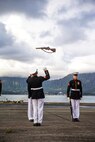 Marines with the Silent Drill Platoon execute their “rifle inspection” sequence on the flight line at Marine Corps Base Hawaii, Sept. 10, 2021.