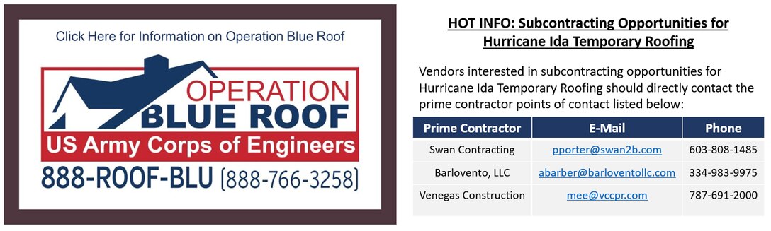 Operation Blue Roof logo with phone number and prime contractor contact info