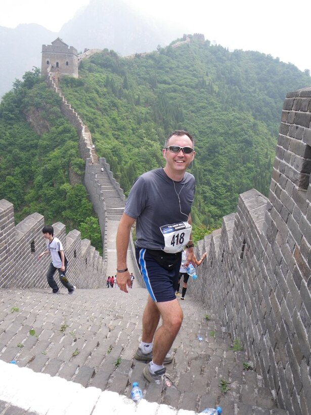 Col. Barry Little running The Great Wall Marathon May 16, 2009. Little ran the marathon during his time in China as part of the Olmsted Program. (Photo provided by Col. Barry Little)