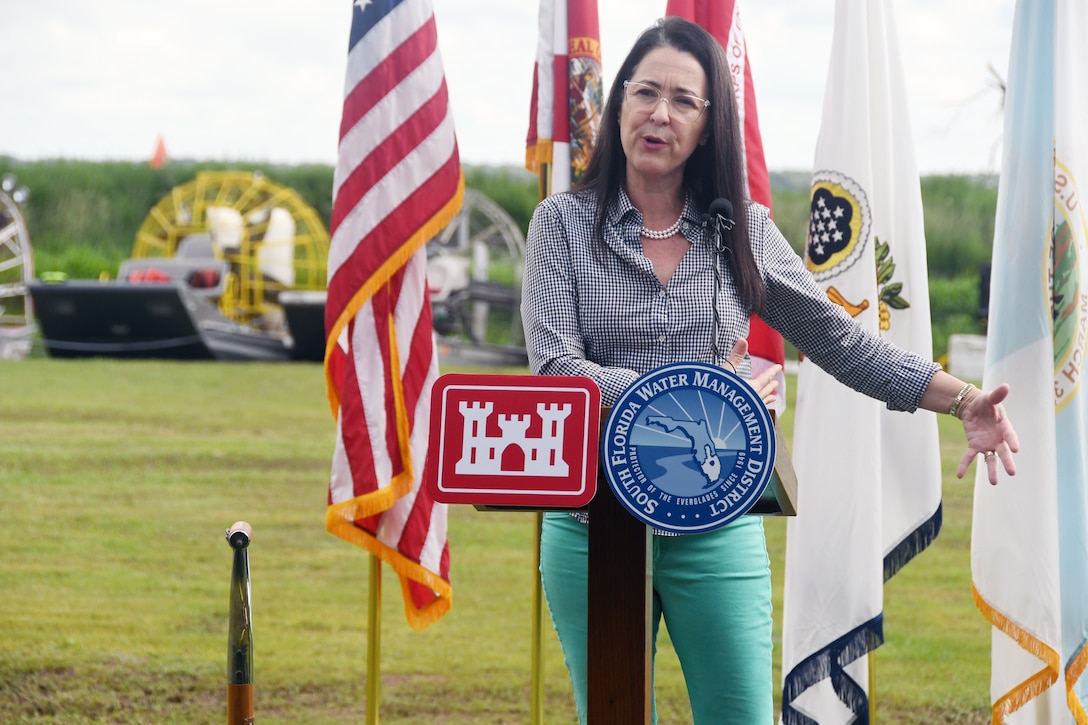 A ribbon-cutting event to commemorate the completion of the construction for the Kissimmee River Restoration Project July 29, 2021.