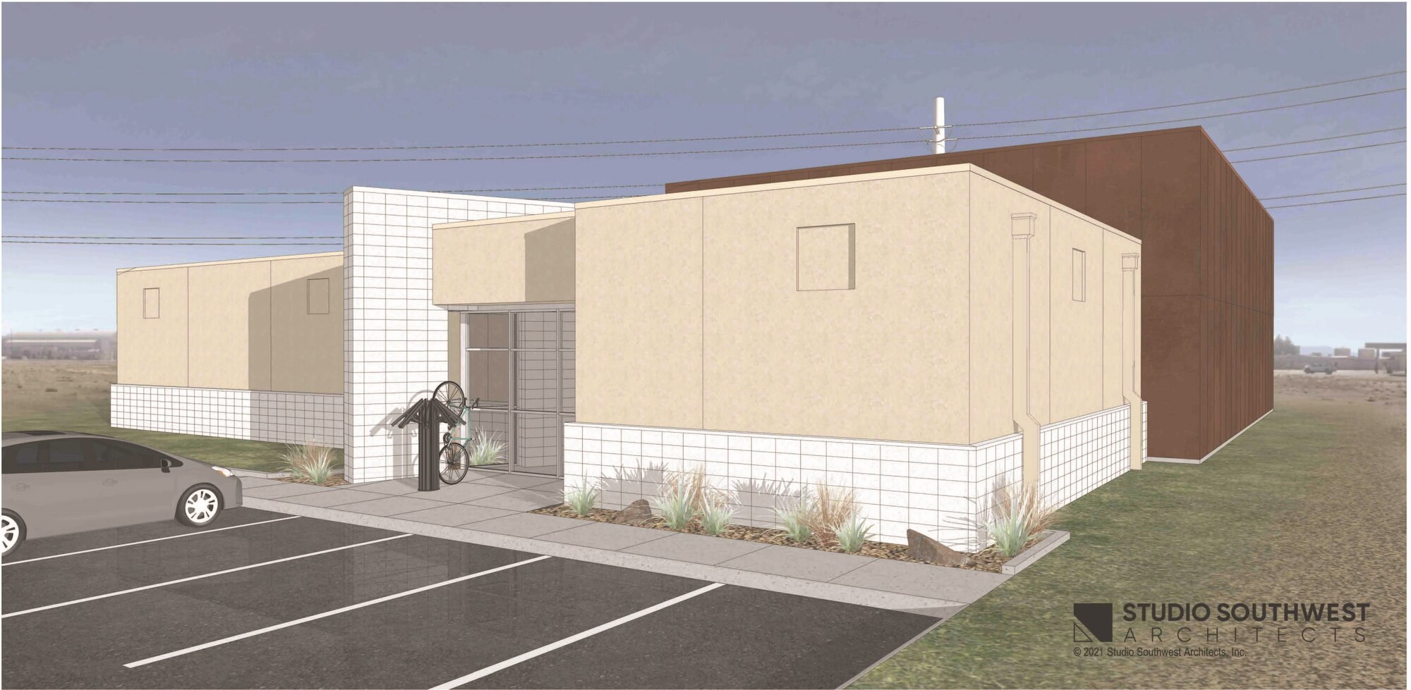 Artist’s image of the Air Force Research Laboratory’s Wargaming and Advanced Research Simulation (WARS) Laboratory that will be constructed at Kirtland AFB, N.M. AFRL broke ground on the facility Sept. 8, 2021. Studio Southwest Architects is the architectural contractor and construction contractor is Eagle Eye Construction, both of Albuquerque, N.M. (Courtesy illustration/Studio Southwest)