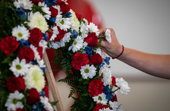 Flower is placed on wreath