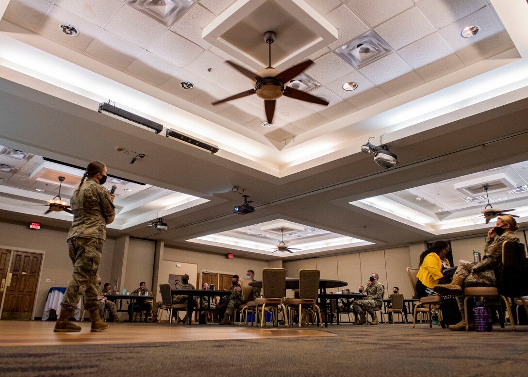 A medical provider leads a discussion