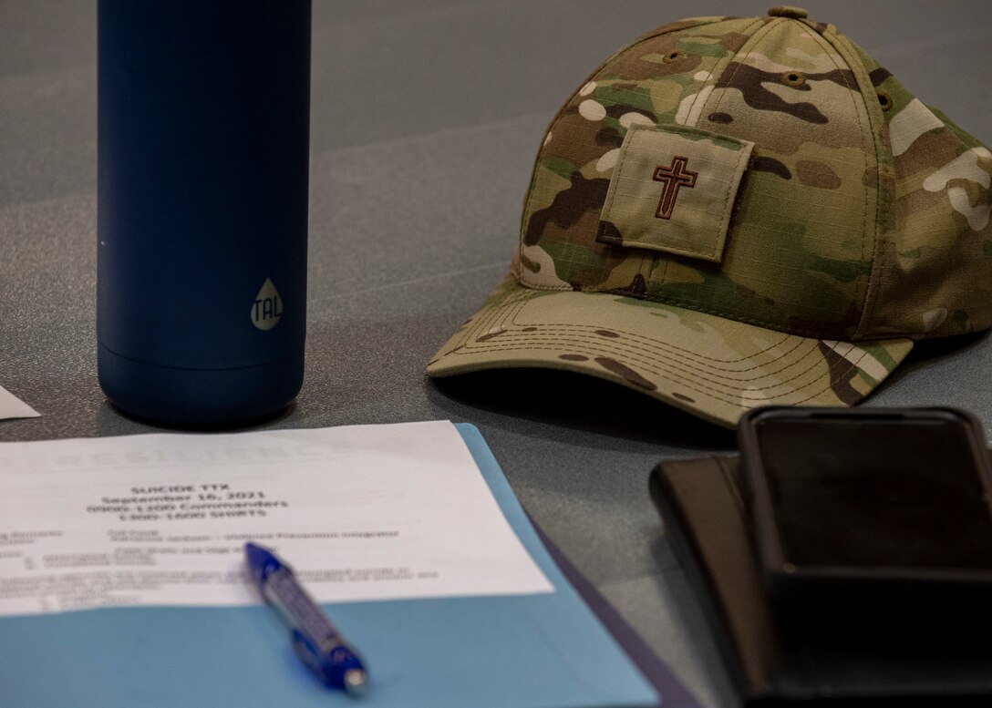A hat sits on a table