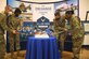 U.S. Air Force Col. Mike Zuhlsdorf, Joint Base Anacostia-Bolling and 11th Wing commander, celebrates the Air Forces 74th birthday with a cake cutting event at Joint Base Anacostia-Bolling, Washington, D.C., Sept. 17, 2021. Col. Zuhlsdorf was joined at the cake cutting event by Chief Master Sgt. Christy Peterson, the oldest Airmen at JBAB Lt. Col. Richard Beyea, senior chaplain and the youngest Airmen A1C London Vaulx, ceremonial guardsmen at JBAB.