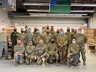 Members of the Vermont National Guard at the Vermont Medical Countermeasures Warehouse Sept. 18, 2020. Guard members continue to work at the site in September 2021, distributing COVID-19 vaccines and personal protective equipment throughout Vermont.