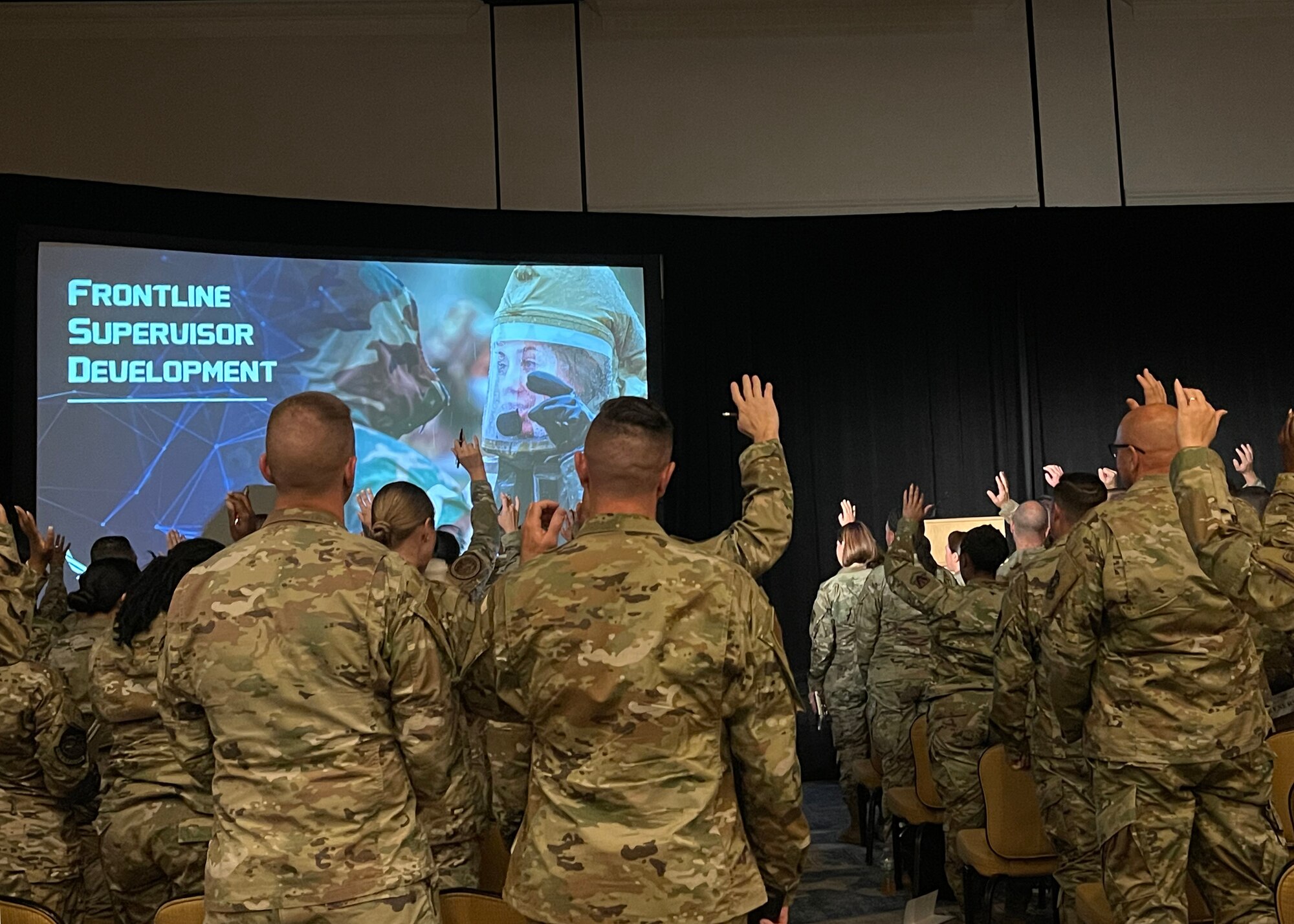 104th Fighter Wing members attend a conference at the Air Force Sergeants Association Professional Education and Development Symposium July 26, 2021, in Orlando Florida. During the symposium the 104th Fighter Wing members met with Air Force senior enlisted leaders and discussed ways that the Air and Space Forces plan to accelerate change.  (U.S. Air National Guard courtesy photo)