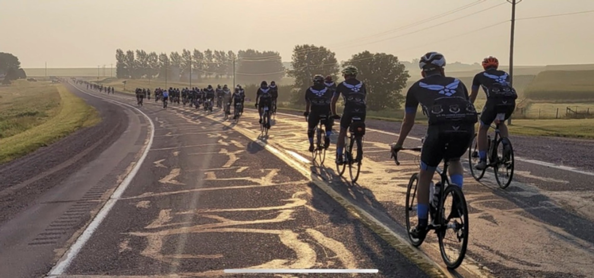 Photo of Register’s Annual Great Bicycle Ride Across Iowa participants biking 500 miles through Iowa.