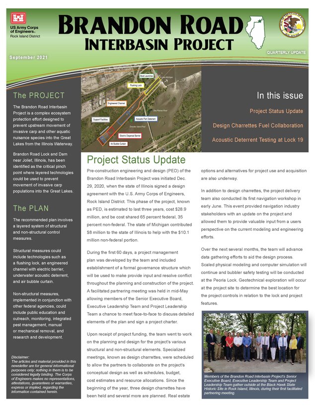Brandon Road Interbasin Project Newsletter Vol. 1