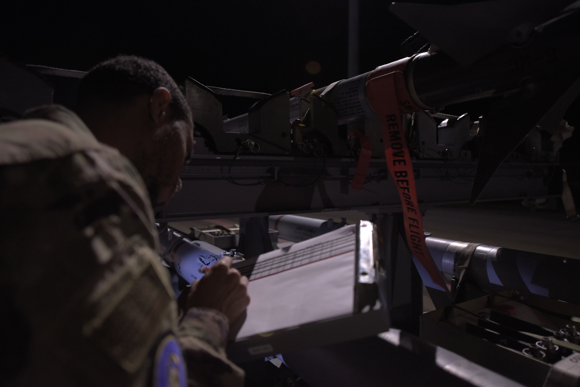 Airmen checks missile