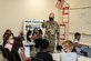 Brig. Gen. Matthew Higer, 412th Test Wing Commander, fields questions from 5th graders at Irving L. Branch Elementary School at the kick-off of the Math Tutoring Club on Edwards Air Force Base, California, Sept. 13. (Air Force photo by Katherine Franco)