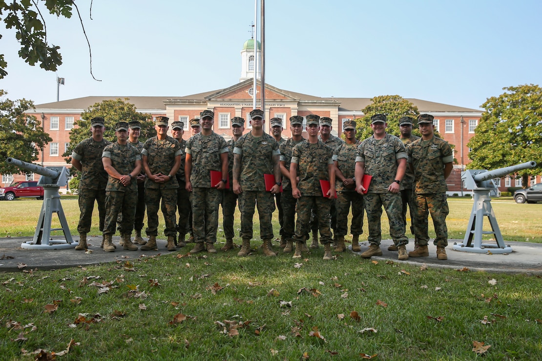 U.S. Marines and Sailors with 2d Marine Division pose for a photo on Camp Lejeune, N.C., Sept. 13, 2021. The Marines and Sailors received awards for performance of their duties in an exemplary and professional manner.  (U.S. Marine Corps photo by Lance Cpl. Jennifer E. Reyes)