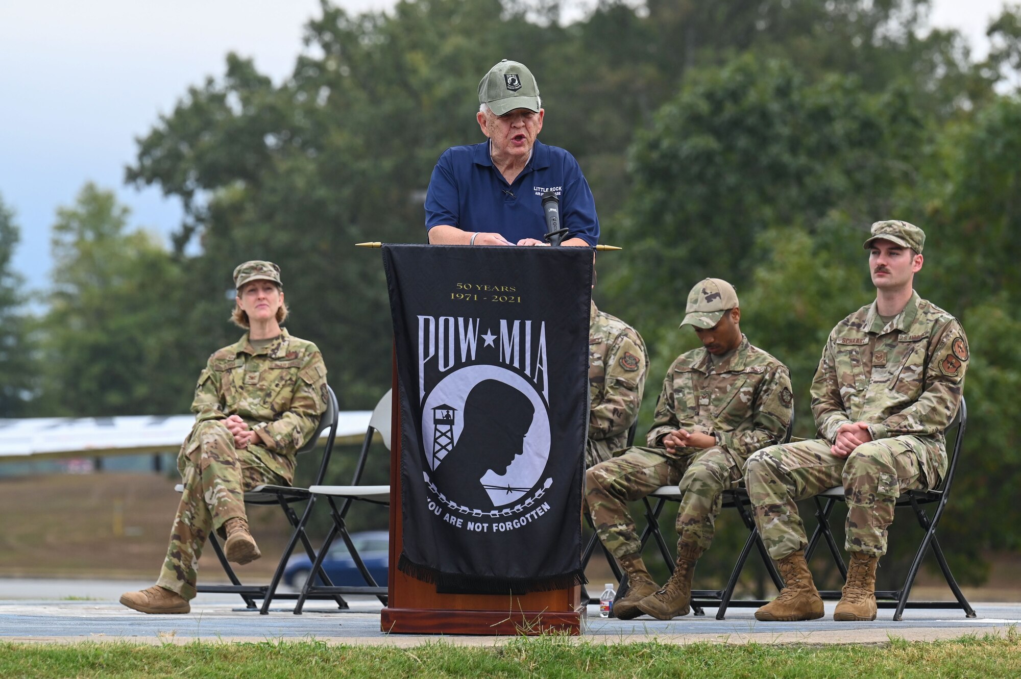 A man gives a speech