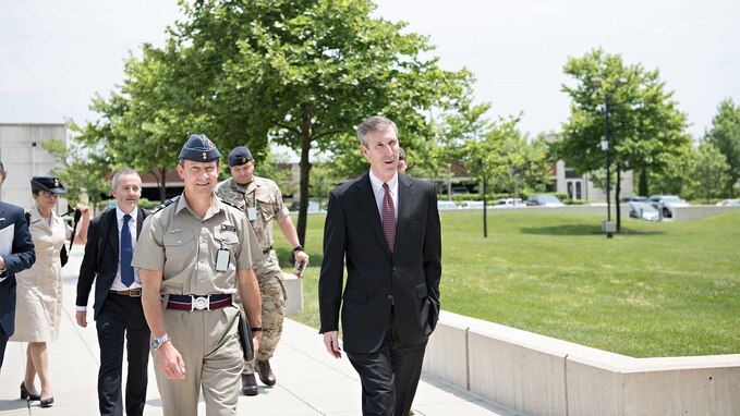 Defense Threat Reduction (DTRA)’s Acting Director Rhys Williams and other Agency team members met with United Kingdom Air Vice Marshal Mick Smeath on May 25