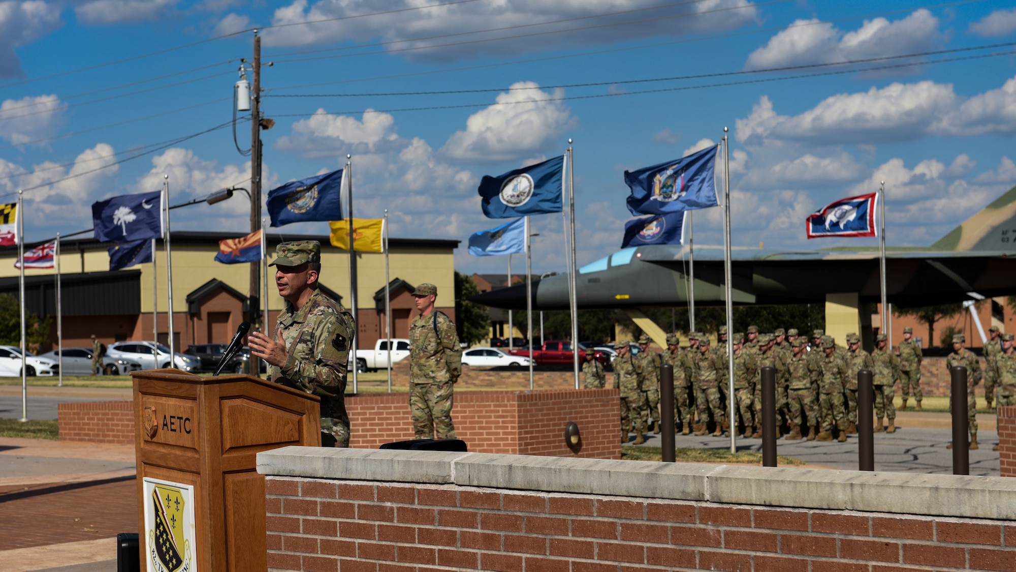 Brig. Gen. Lyle K. Drew speaks at POW/MIA Retreat Ceremony