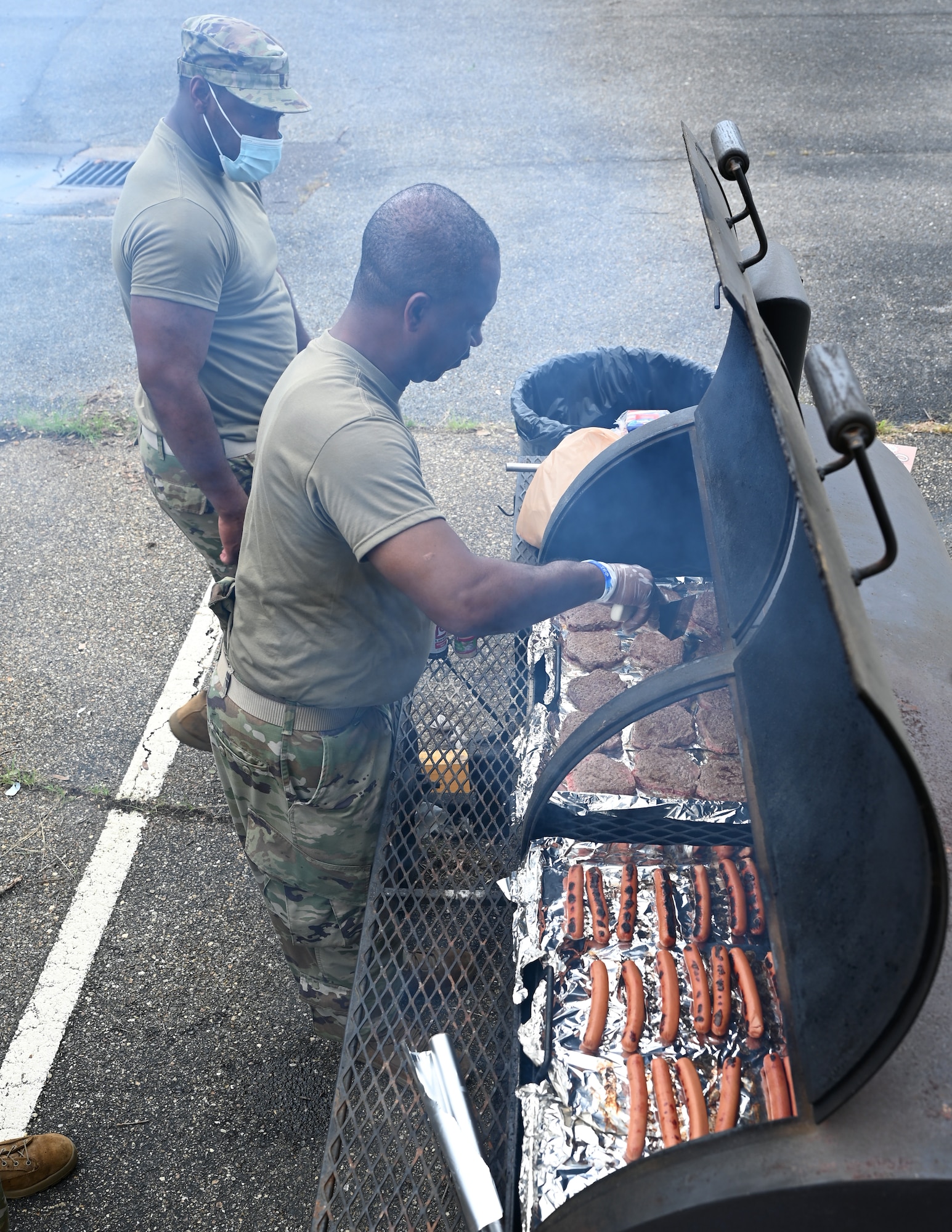 members grilling food