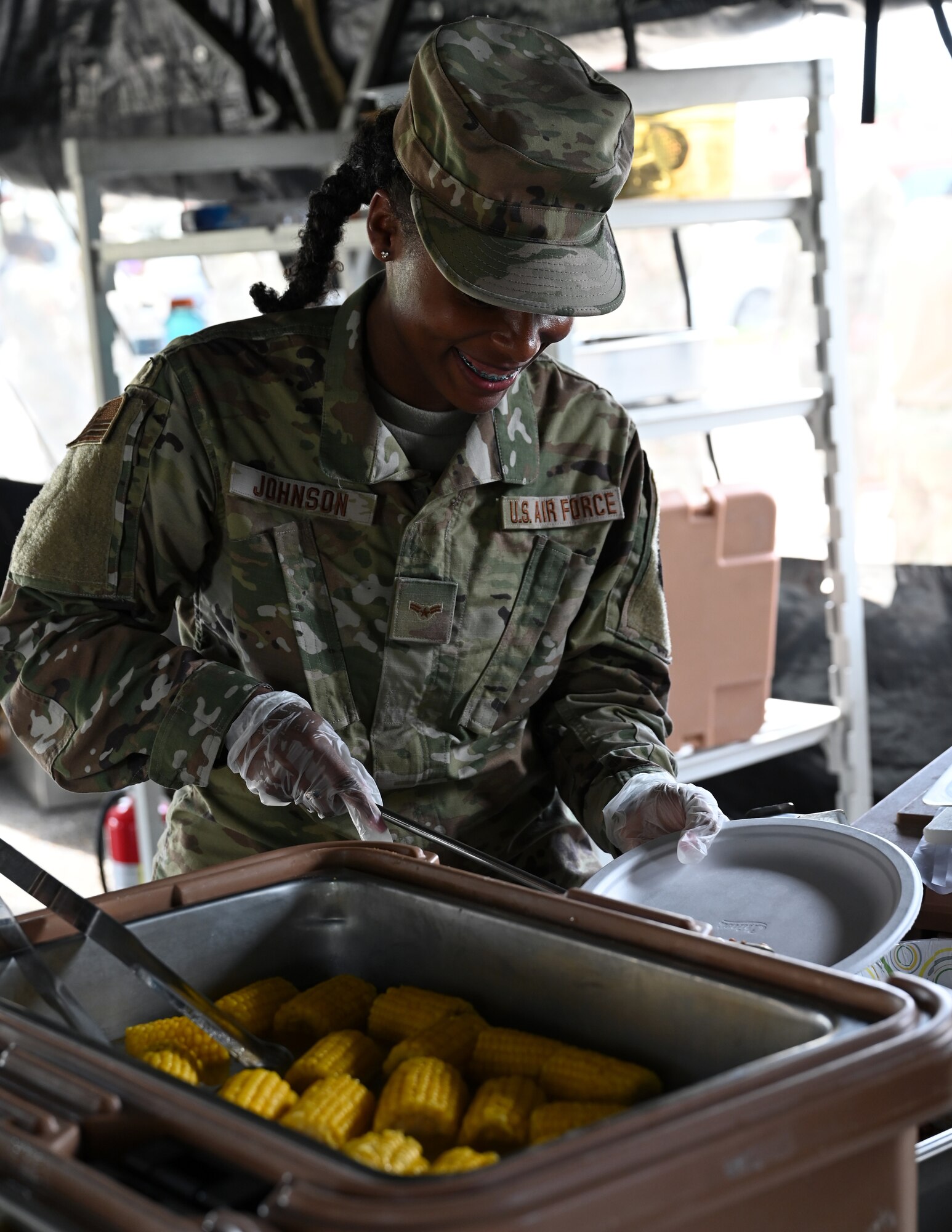 a person serving food