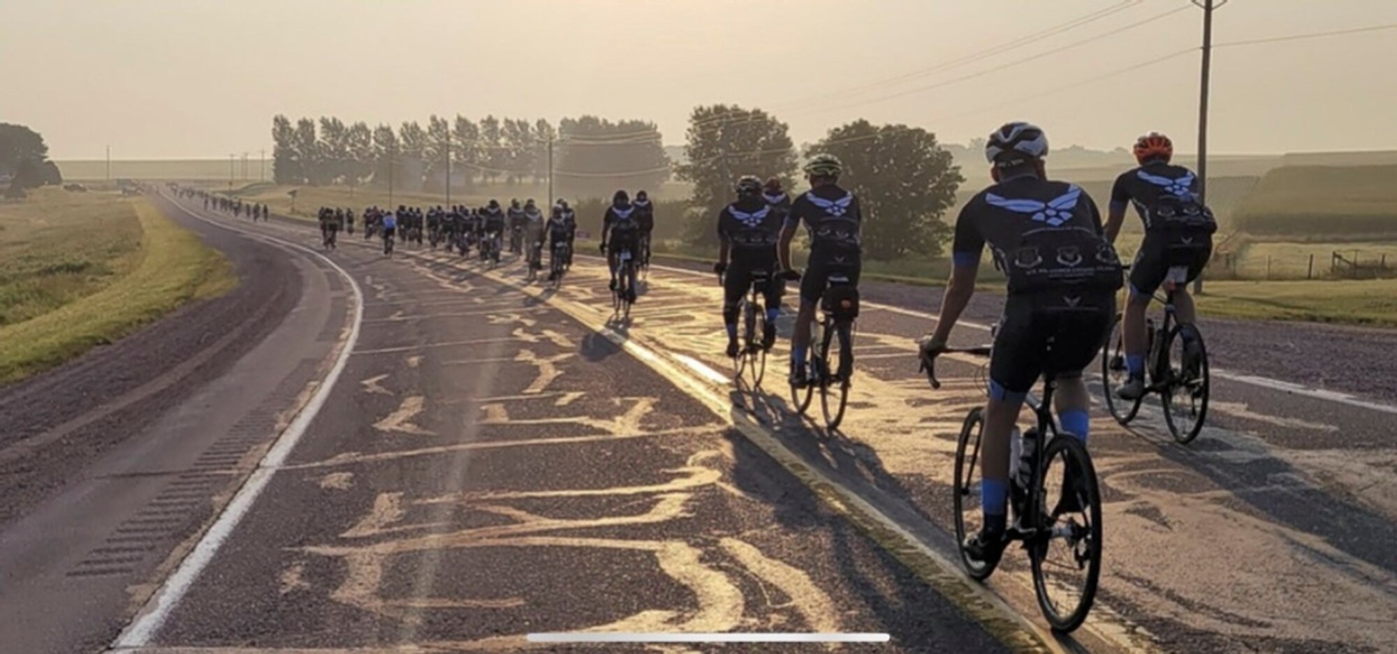 Photo of Register’s Annual Great Bicycle Ride Across Iowa participants biking 500 miles through Iowa.