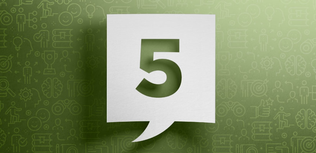 White number five on top of green background