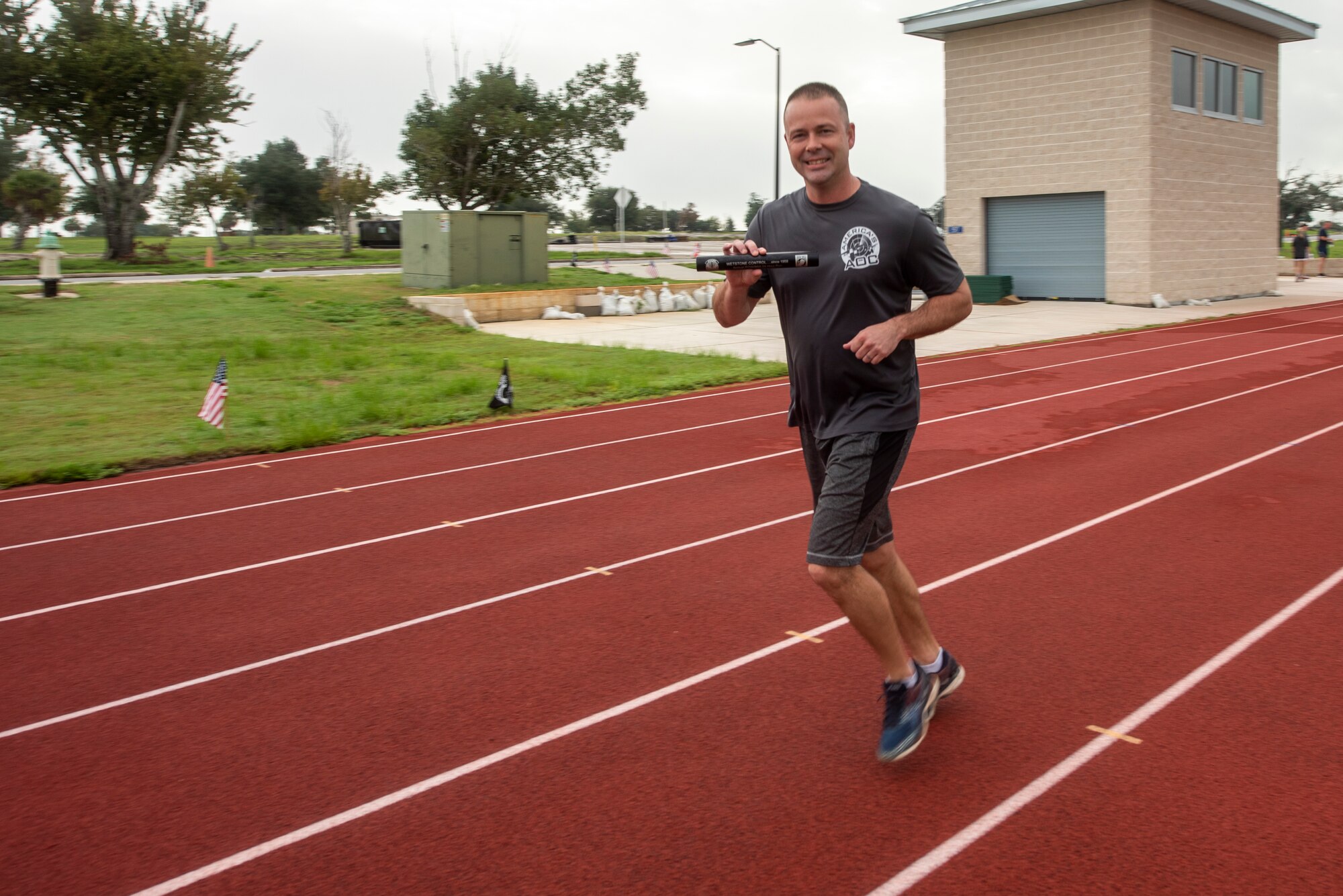 Man runs on track