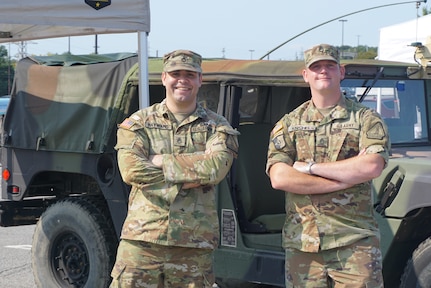 Virginia Army National Guard recruiters participate in the 3rd annual Heroes Day, a joint recruiting and awareness event for first responders September 11, 2021, at River Ridge Mall in Lynchburg, Virginia. The event included personnel from Lynchburg, Amherst, Bedford and Campbell Counties, as well as Virginia State Police. (U.S. Army National Guard photo by Maj. Ben Melin)