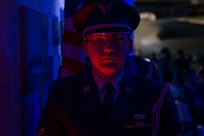 A1C Branson Taylor, Joint Base Charleston honor guard member prepares to present the colors aboard the USS YORKTOWN at Patriot’s Point, Mount Pleasant, South Carolina, Sept. 17, 2021. The Air Force Ball is a tradition to celebrate and honor the heritage of the service. This year marked the 74th birthday of the Air Force.