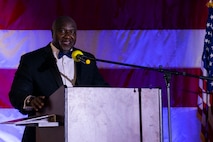 Retired U.S. Army Command Sgt. Maj. Patrick Alston, was the keynote speaker during the Air Force Ball aboard the USS YORKTOWN at Patriot’s Point, Mount Pleasant, South Carolina, Sept. 17, 2021. Alston was the Senior Enlisted Leader for the United States Strategic Command Offutt Air Force Base, Neb.