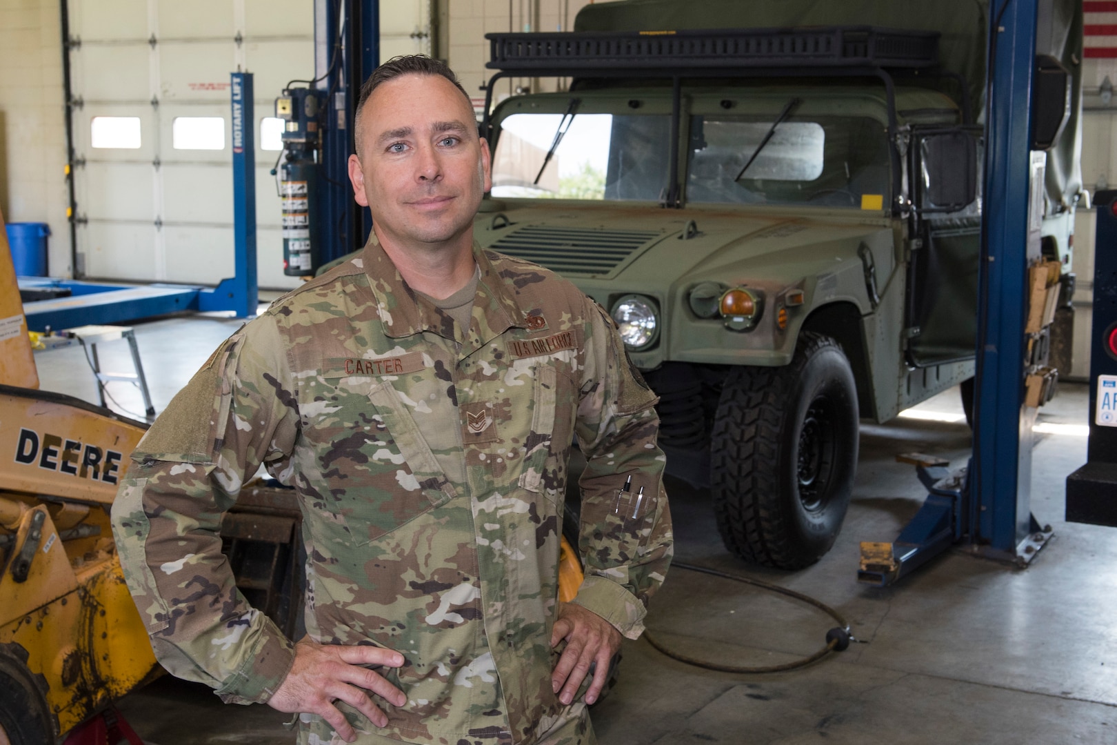 U.S. Air Force Tech. Sgt. Victor Carter is a vehicle mechanic for the 167th Logistics Readiness Squadron and the 167th Airlift Wing Airman Spotlight for September 2021. (U.S. Air National Guard photo by Senior Master Sgt. Emily Beightol-Deyerle)