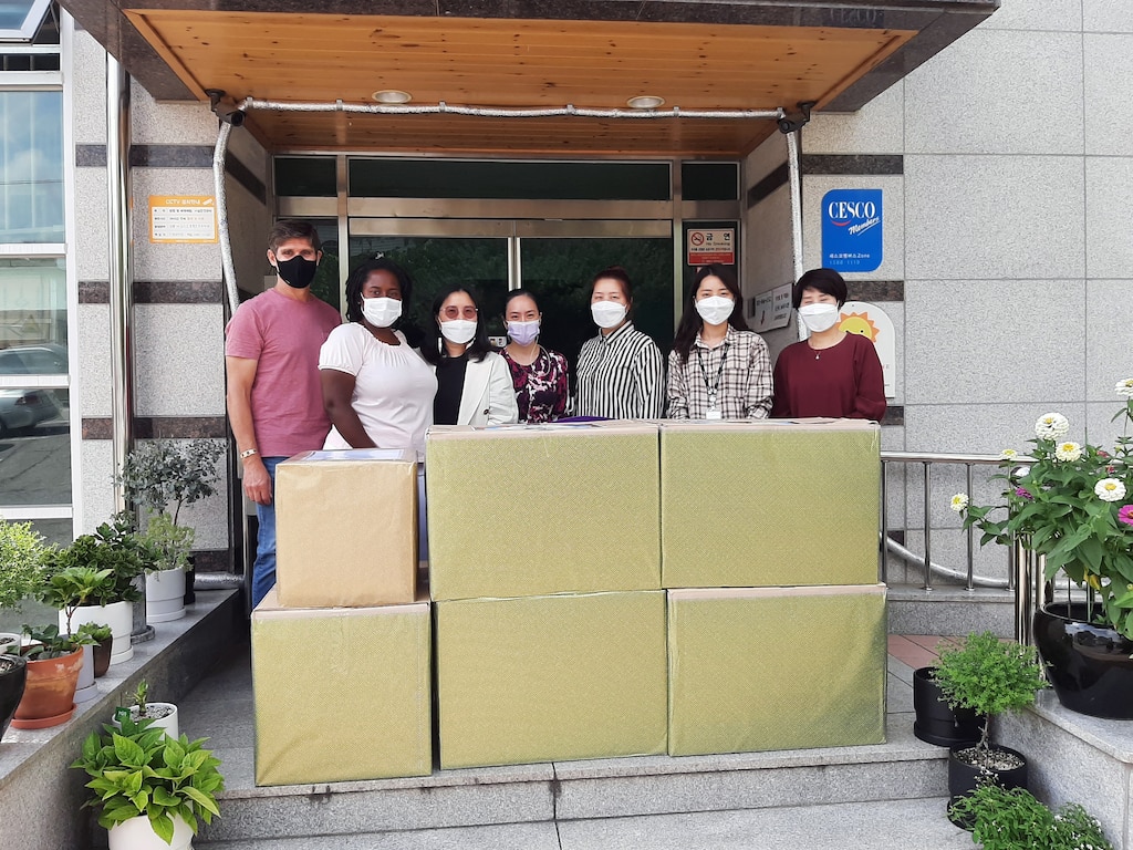 Volunteers from within the U.S. Army Corps of Engineers Far East District organize donation items that were collected from throughout the workforce during FED’s first Sungyook Orphanage donation drive at District headquarters, Sept. 10. The District collected 675 items, to include clothes, books, toys, makeup, accessories, school supplies and more, and delivered the gifts to the orphanage, Sept. 13, in time for the Chuseok holiday.