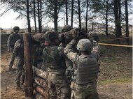 Soldiers of the 55th Maneuver Enhancement Brigade and Airmen from the 201st RED HORSE conduct joint subject matter engagements on engineering tasks during Exercise ENGINEER THUNDER Sept. 6-17 at the Pabradė Training Area in Lithuania. Lithuanian Land Forces Commander, Brig. Gen. Raimundas Vaiksnoras visited the Pennsylvania National Guardsmen who worked hand-in-hand with multiple NATO countries to include: Lithuania, Estonia, United Kingdom, Germany, Netherlands, and Latvia.
