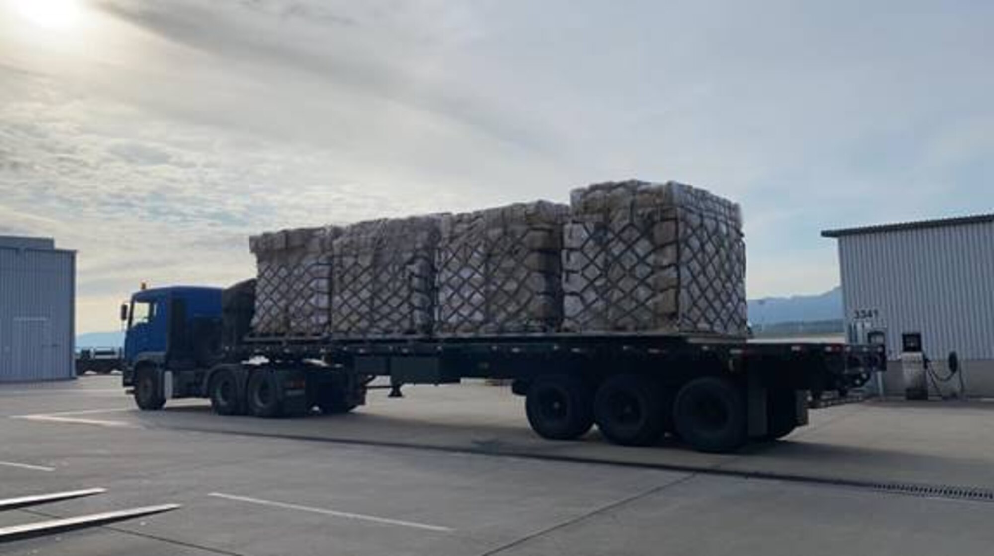 Truck carrying donations.