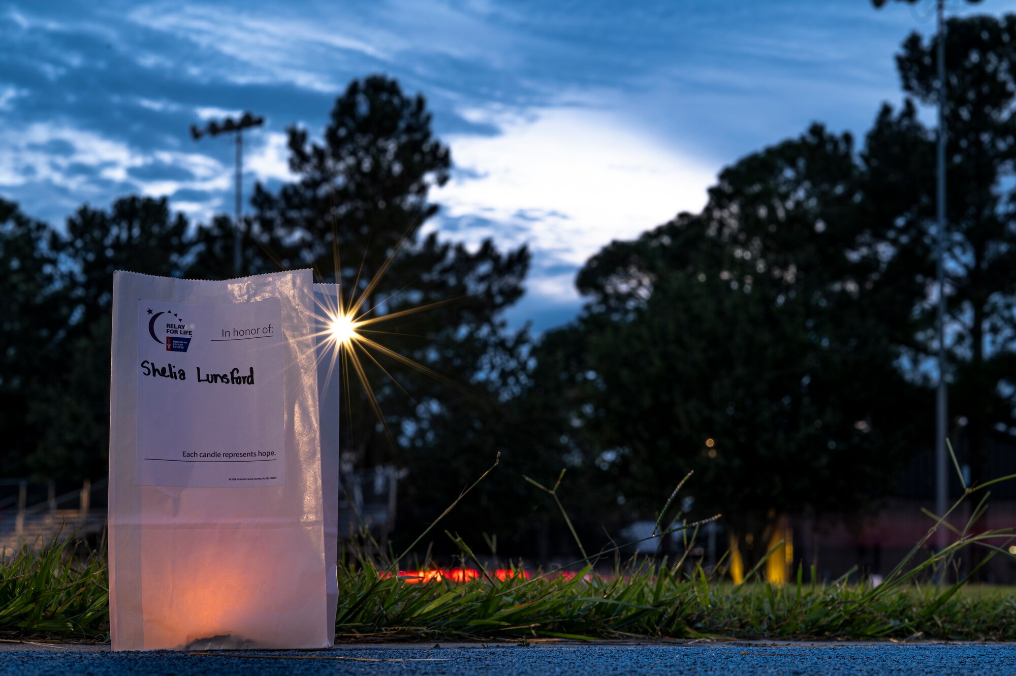 Photo of a paper bag with a light inside
